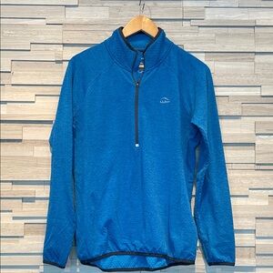 L.L. Bean Women Vibrant Blue Quarter-Zip Top Adventure Grid Fleece, SizeM NWOT